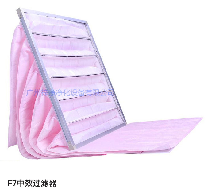 F7級袋式中效過濾器常用于凈化空調中級過濾。